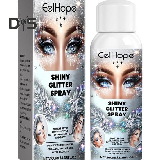 100 мл спрей с блестками, мерцающие волосы на лице, одежда, спрей для тела, долговечный, быстросохнущий, сценический спрей для макияжа, карнавальный фестиваль, выпускной вечер
