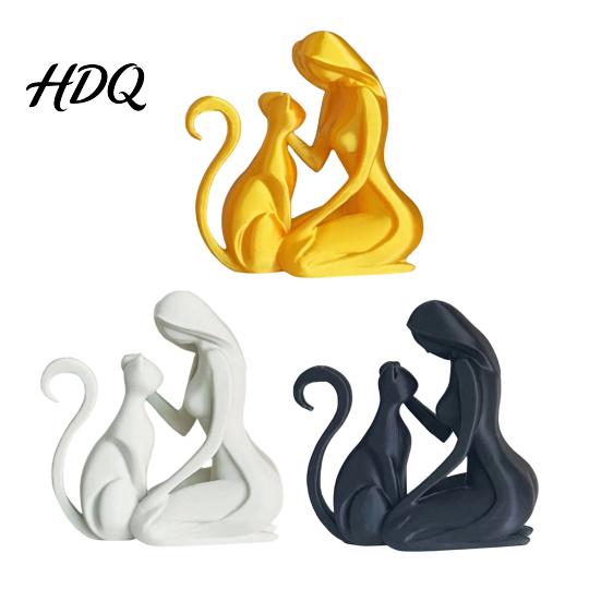 Статуэтка кошки с гладкой текстурой 3D-печатная скульптура Женщина и форма Матовое покрытие