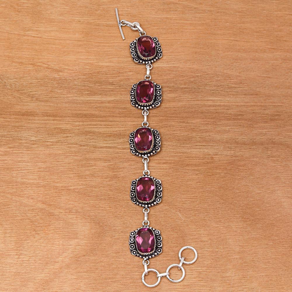 Браслет и серьги из аметистового кварца с драгоценными камнями 7-8 дюймов