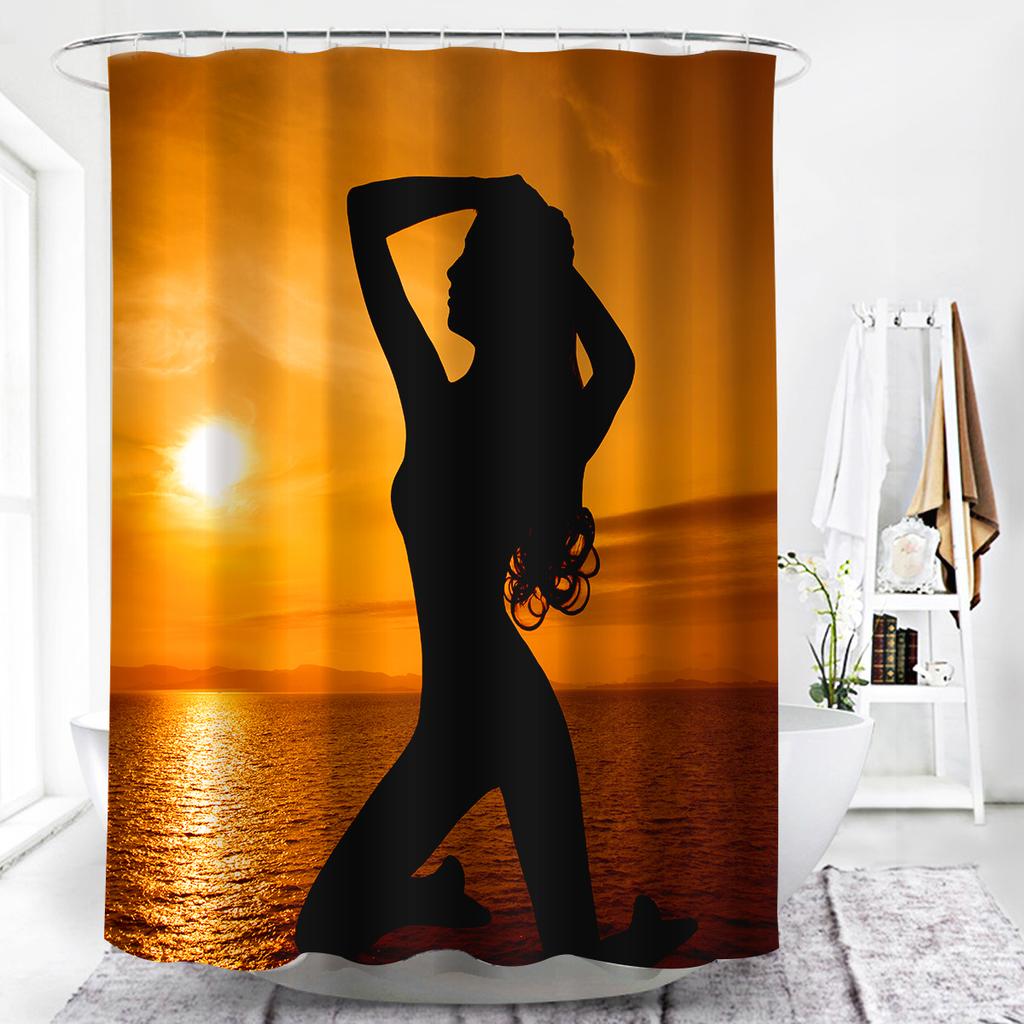 Sexy Women Bikini Waterproof Shower Curtain Man Woman Kissing High Quality Polyester Original Bathroom Curtains Rideau De Bain