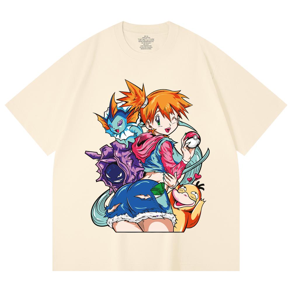 230 Gsm 100% Cotton Pokemon V17 Misty Print Unisex Heavy Cotton T Shirt