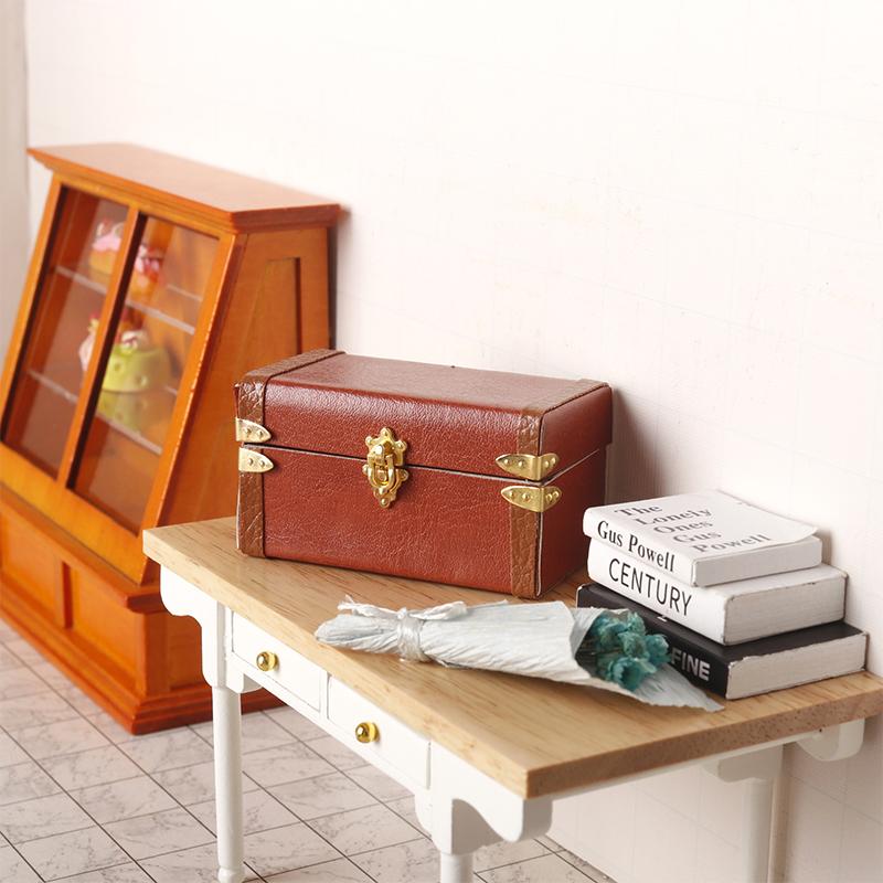 1:12 миниатюрных чемоданов для кукольного домика, винтажная кожаная багажная коробка, ящик для хранения, модель для дома, декор, игрушечный кукольный домик, аксессуары