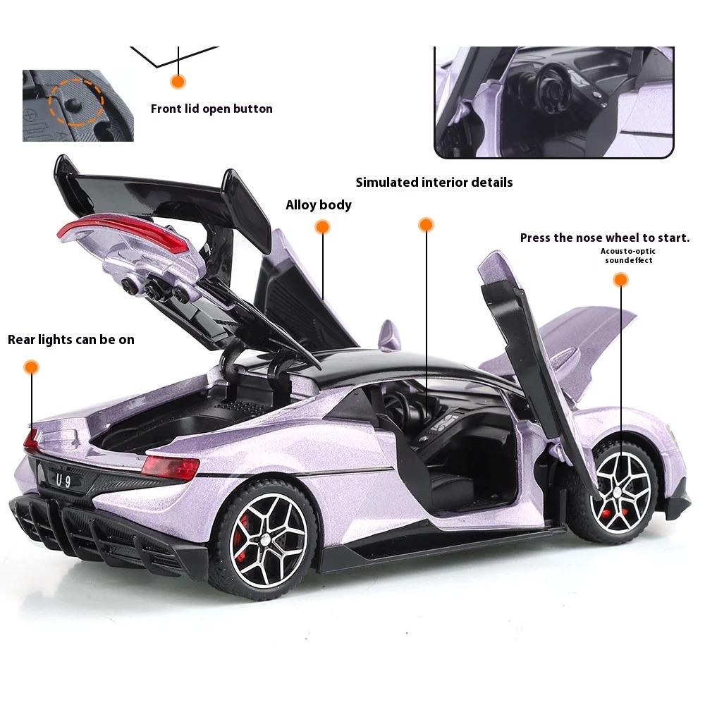 1/32 сплав литой под давлением модель спортивного автомобиля BYD U9 симуляция звук и свет коллекционные украшения детская игрушечная машинка подарки на праздник для мальчиков
