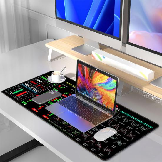 Large Gaming Mouse Pad with Stitched Edge Wear Resistant Waterproof Non-Slip Rubber Base Mouse Keyboard Rubber Pad