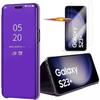 Protective Case - Compatible Samsung - S23+ - Purple - 2 Tempered Glasses - Mirror Design
