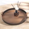 Nordic Light Luxury Woven Leather Round Tray Model Room Living Room Coffee Table Aromatherapy Storage Tray Decoration Display