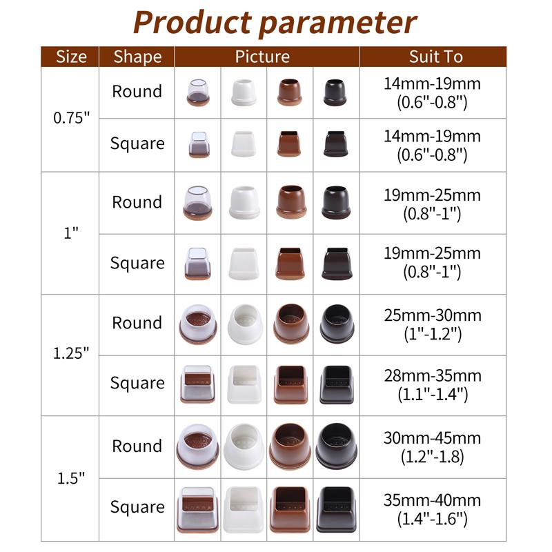 24 PCS Chair Leg Protectors for Hardwood Floors Thick Felt Pads Table Furniture Leg Cover Smooth Moving Chair Feet Caps Square
