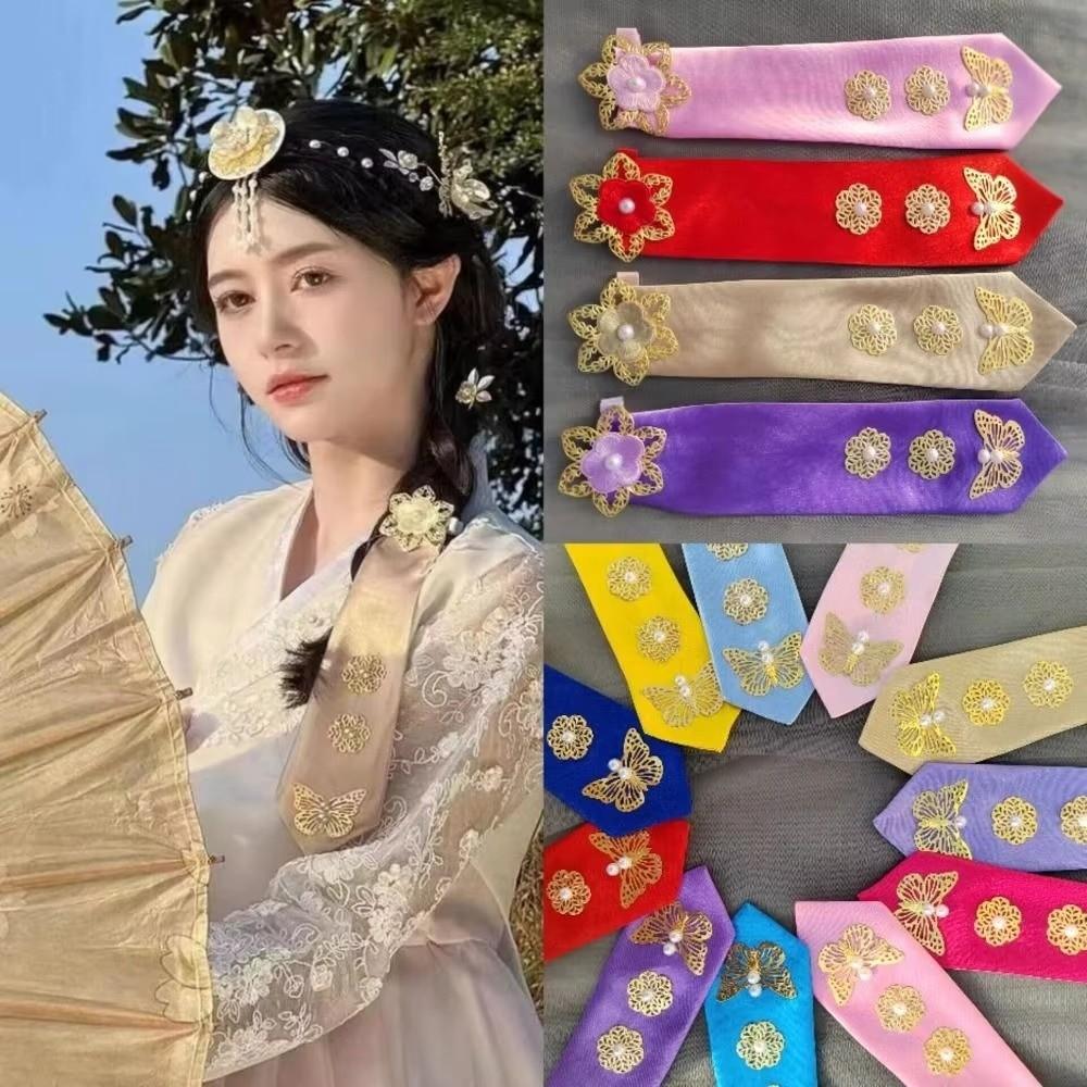 Flower Embellishment Flower Headband Ribbon Decor Korean Hanbok Hairclip Stage Performance