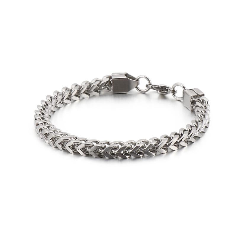 Japan and Korea Trend Versatile Stainless Steel Front and Back Chain Men's Bracelet Creative Retro Hipster Titanium Steel Accessories
