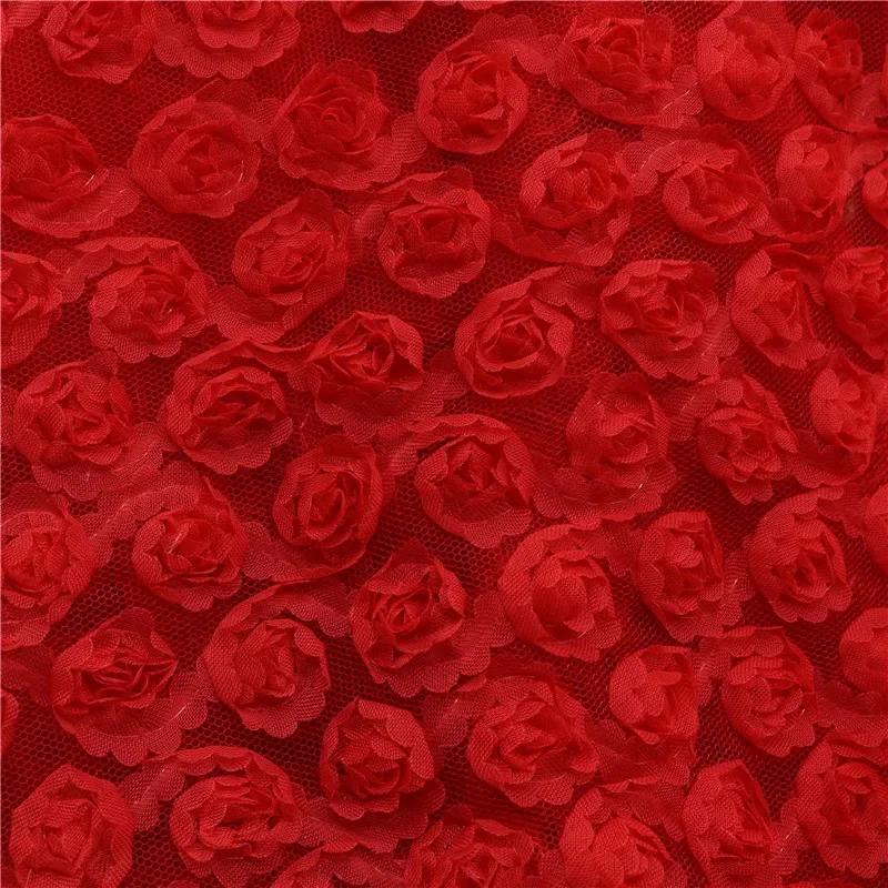 1Yard Three-Dimensional Rose Petal Embroidery Fabric 130cm Width DIY Costume Dress Birthday Party Decrotation Embroidery Fabric