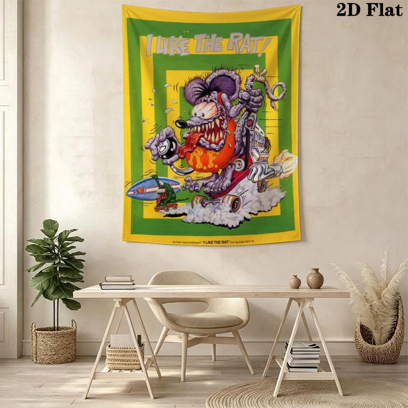 Rude Rat 2D Flat Wall Tapestry Tapestry Background Cloth Wallmounted Wall Covering Decoration Background Cloth Work Of Art
