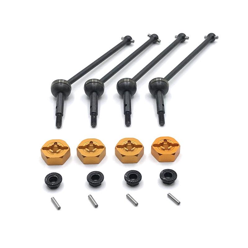 Upgrade Front&R Propshaft 12mm Adapter For Wltoys 144001 02 144010 124016 124017 18 19 RC Car Part Metal CVD Black Driver Shaft