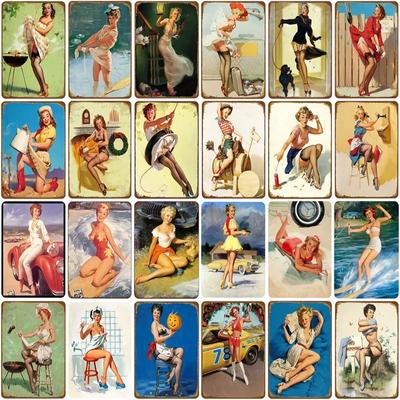 8"*12" Винтажные сексуальные девушки металлические знаки ретро гараж арт декор настенные таблички постеры бар клуб паб индивидуальный декор дома