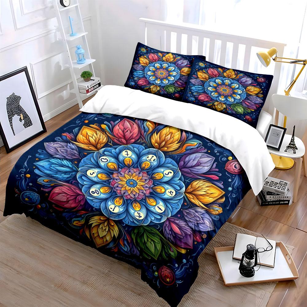 "Mandala Art Decor Set" Bedding Set with 1 Duvet Cover 2 Pillowcases Single Double King Queen, Gift