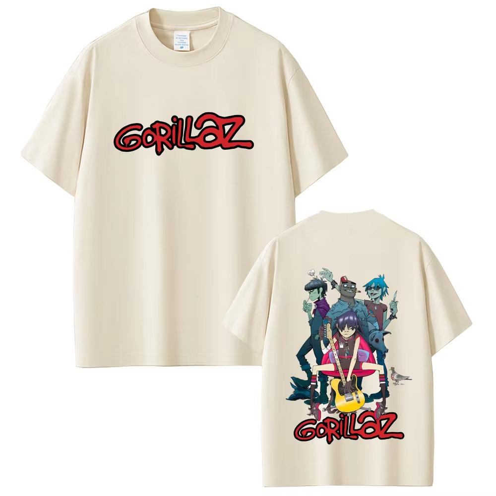 Gorillaz Рок-группа Готический Поп-музыка Хлопковая Футболка Круглый Вырез Высокое Качество
