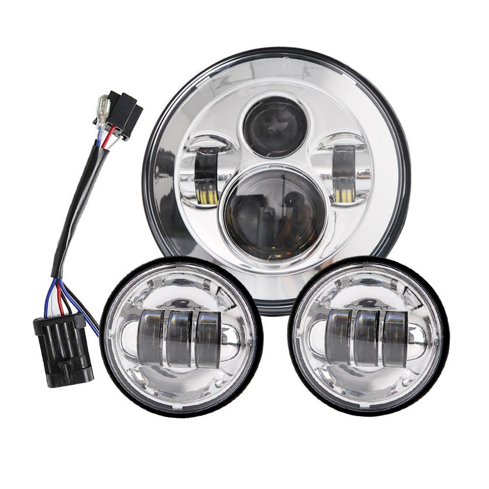 Для мотоцикла Harley Davidson Electra Glide Softail Fat Boy Touring 7-дюймовая мотоциклетная светодиодная фара с 4,5-дюймовыми противотуманными фарами