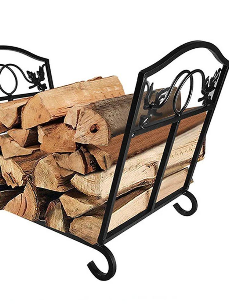 Folding Log Storage Rack, Log Holder Firewood Racks,Black