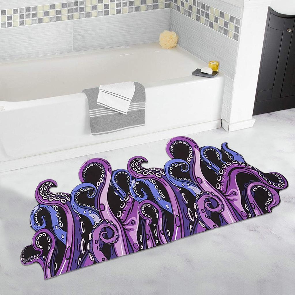 Коврик для ванной комнаты и туалета, нескользящий, впитывающий диатомовую грязь, с рисунком осьминога, устойчивый к пятнам