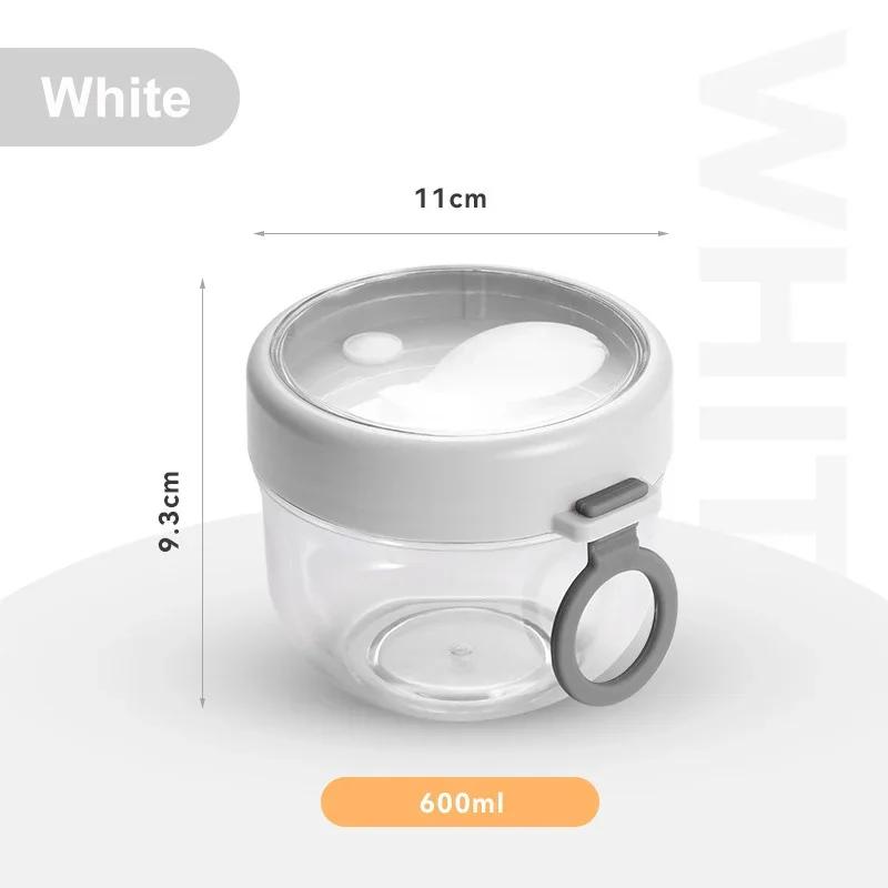 600ml Breakfast Cups with Spoon Oatmeal Salad Nut Yogurt Soup Cup Food Storage Container Microwave Milk Jar Bento Box Lunch Box