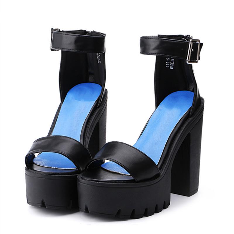 Fashion Summer Sandal Shoes for Women Thick Block Heels Sandals Platform Casual Russian Shoes Woman Footwear Black White