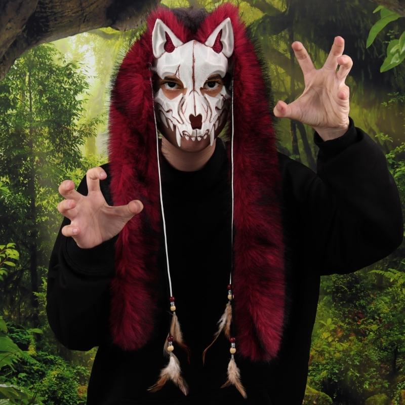 Искусственный мех Викинги Лисы Маска Оборотни Костюм Аксессуар для Косплея Пушистая Маска Животного для Хэллоуина Карнавала Тематической Вечеринки