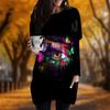 New In Autumn Butterfly Eyes Print Plus Size Dress Women O'neck Long Sleeves Casual Pocket Dresses