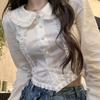 White Shirt Female Autumn New Short Section Long-sleeved Shirt Blouse Tide