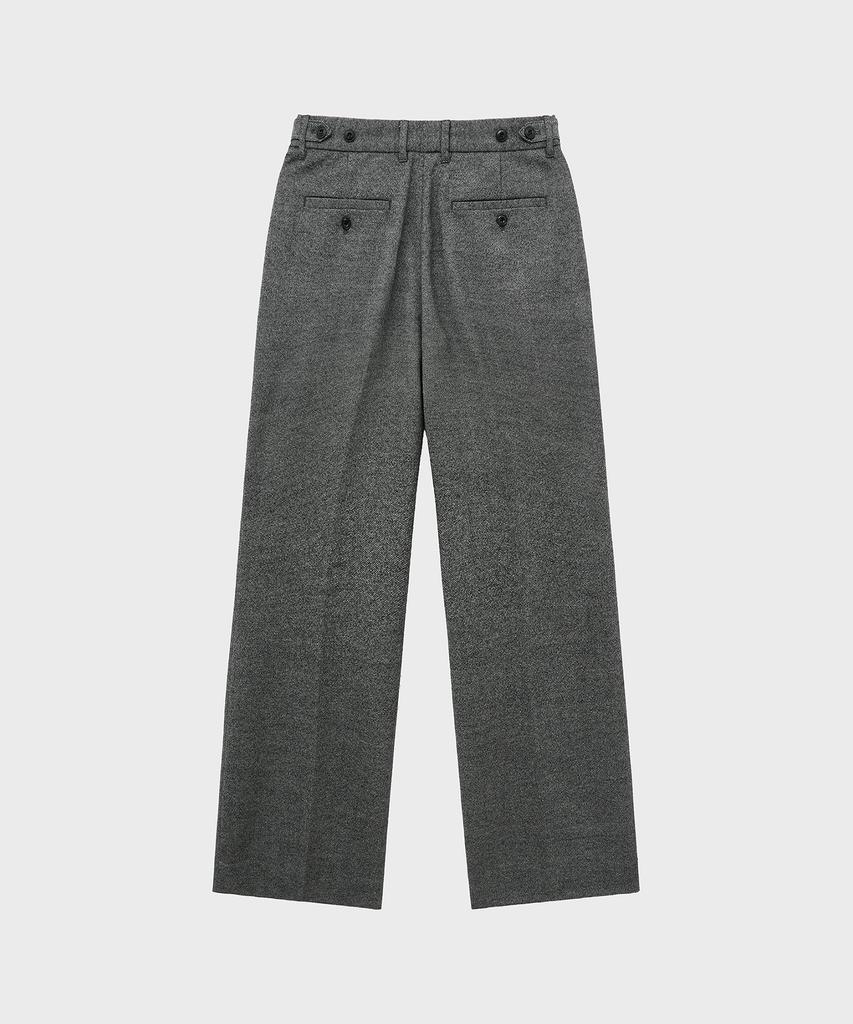 NOIRER Wool Tweed Flare Slacks (Gray)