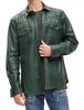 Formal Genuine Leather Classic Lambskin Green Men Stylish Casual Handmade Shirt