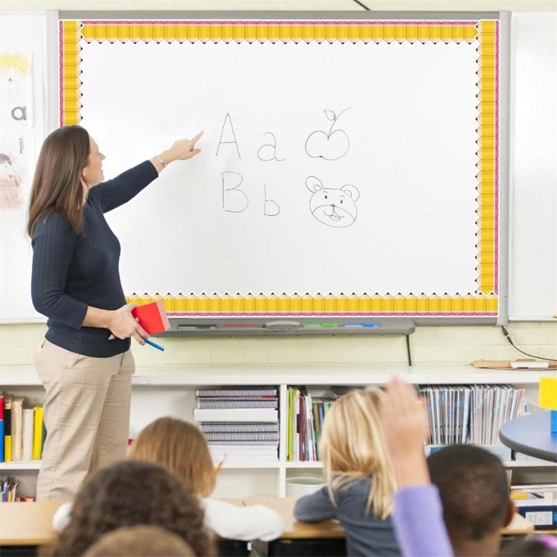 Бордюр для доски объявлений 59 футов с рисунком карандашей, настенная наклейка-бордюр для классных комнат, досок, декорирование доски