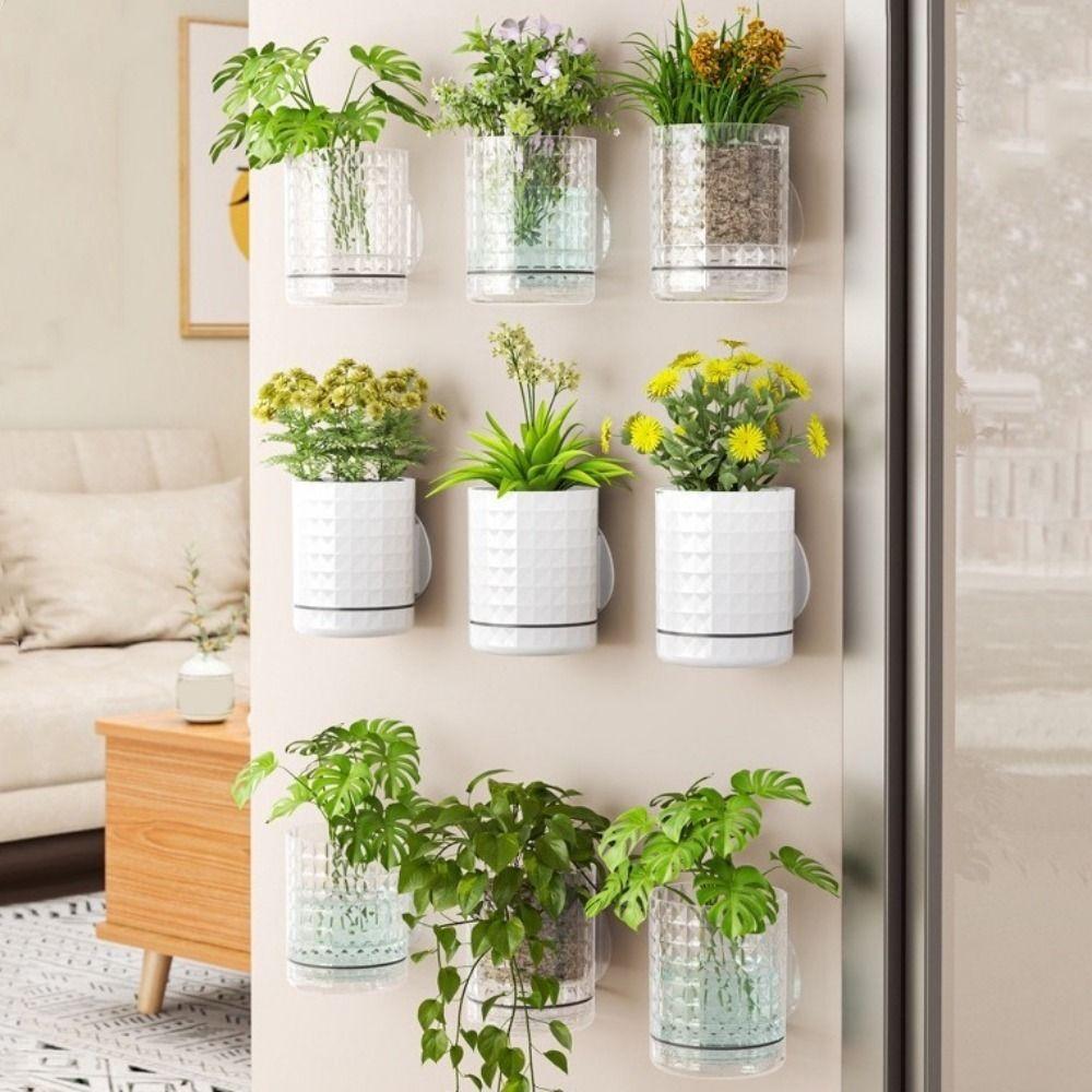 Double Layer Hydroponic Wall Planter Plastic Hanging Flower Pot Wall Hanging Vase Indoor Planting