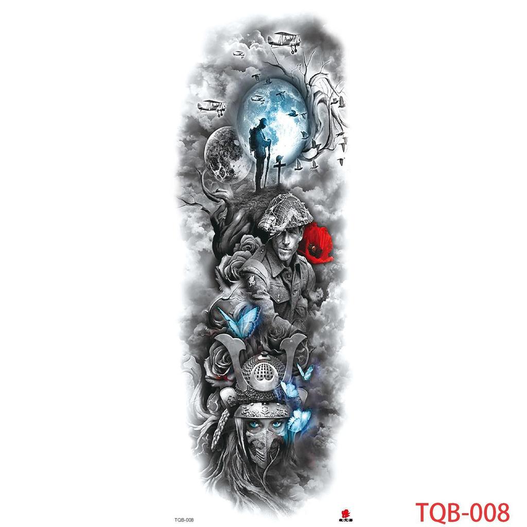 1 PC 480*170MM Large Temporary Tattoos Sleeve for Men Women Full Arm Selleve Tattoos Temporary Realistic Fake Wolf Tiger Lion Tattoo