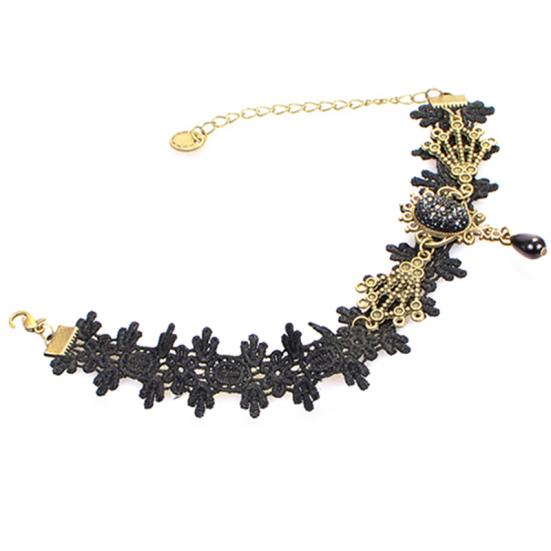 Women Vintage Black Floral Lace Anklet Chain Ankle Sandal Bracelet Foot Barefoot
