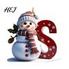 Personalized Snowman Letter Ornaments 2D Christmas Ornaments, for Tree, Winter Holiday Home Decor Initial Ornament, Ornament DIY Hanging Xmas