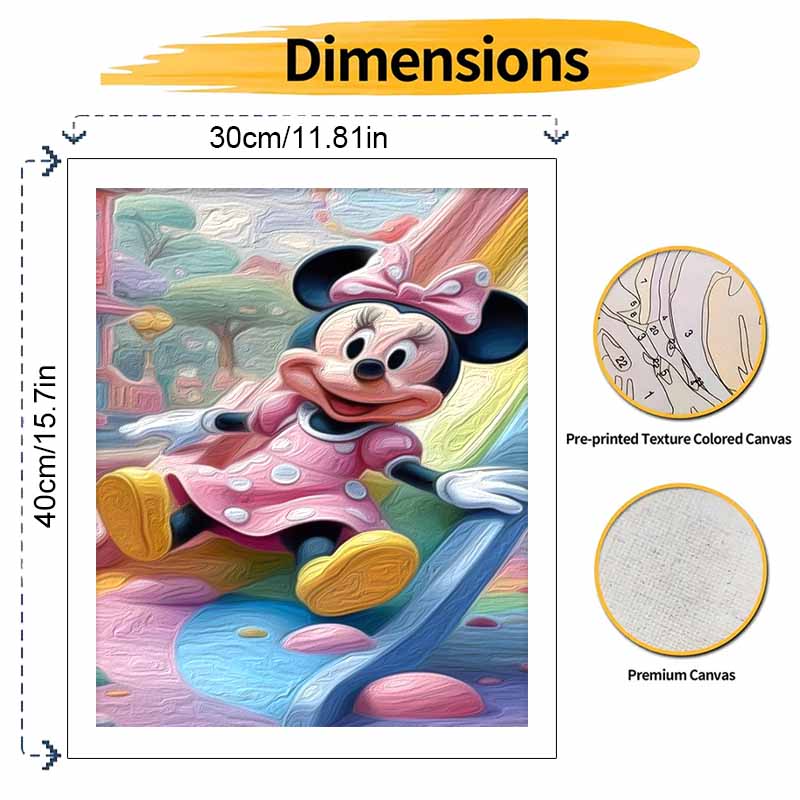 Disney oil painting painting art Minnie Mouse slide fun handmade diy painting home decoration gift