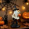 Unique Gothic Room Accents Halloween Ghost Resin Figurine, Vintage Cute Holding Artistic Party Decor Pumpkin Lantern Statue for Indoor Home