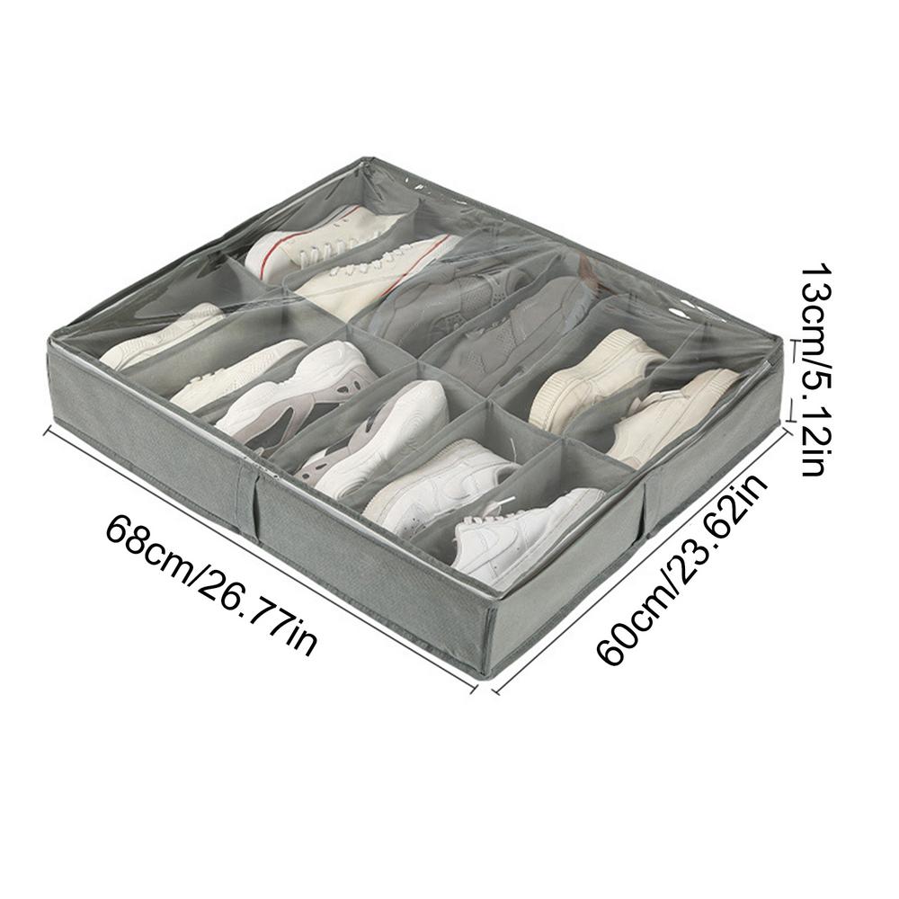 Складной органайзер для хранения обуви под кроватью, пыленепроницаемый нетканый ящик для хранения с прозрачным окном, компактный органайзер для обуви