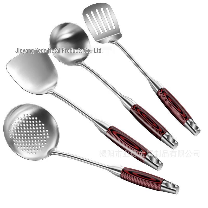 Rosewood Handle 304 Stainless Steel Kitchen Utensil Set with Rack