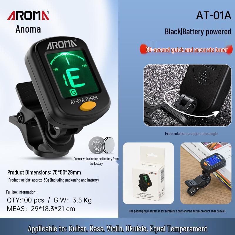 Универсальный тюнер для гитары, укулеле и скрипки Aroma Annoma AT-01A