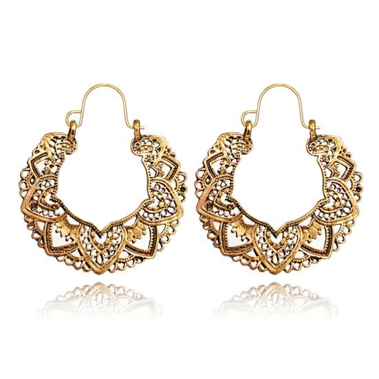 Винтажные женские серьги-кольца с геометрическим узором в виде сердца и лепестков, вечерние украшения, подарок KTY