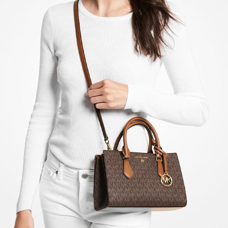 Michael Kors Mk Valerie Классическая сумка для поездок с винтажным принтом логотипа, холст, полиэстер, женская сумка, цвет желудя-коричневый 30F2G9VS1B-BRN-ACORN
