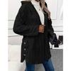 Hooded Solid Color Cardigan Button Up Long Sleeved Casual Fleece Jacket