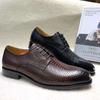 Fashion Classic Men's Genuine Leather Formal Shoes Round Toe Derby Handmade Lace-up Wedding Business Office Dress Shoes