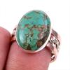Natural Tibetan Turquoise Gemstone 925 Solid Silver Two Tone Ring Size 8US F8s79