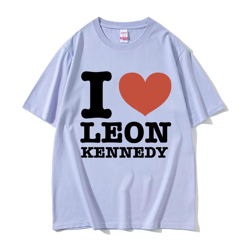 I Heart Leon Kennedy Print TShirts Unisex Womens Clothing Fashion Vintage T Shirt Male Oversized Cotton Short Sleeve Tshirt Tops