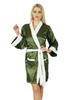 Bimba Women Short Satin Robe Velvet Belt Getting Ready Bridesmaid Robe