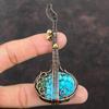 Тибетский бирюзовый кулон, медная проволока, кулон, кулон ручной работы, гитара, подарок, бирюзовый драгоценный камень, длинные ювелирные изделия, ювелирные изделия из музыкального инструмента