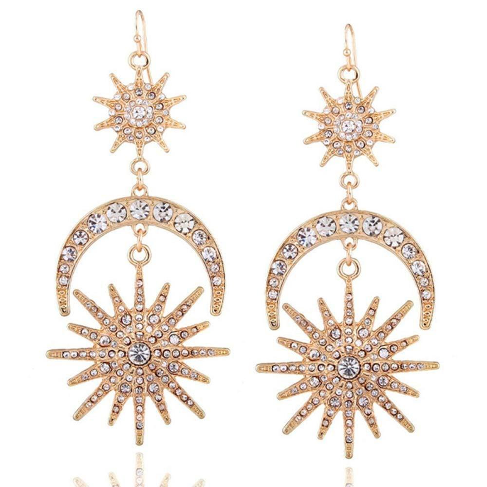 Alloy Halo Crown Earring Set Rhinestone Star Headband Elegant Bride Headpiece Hair Accessories