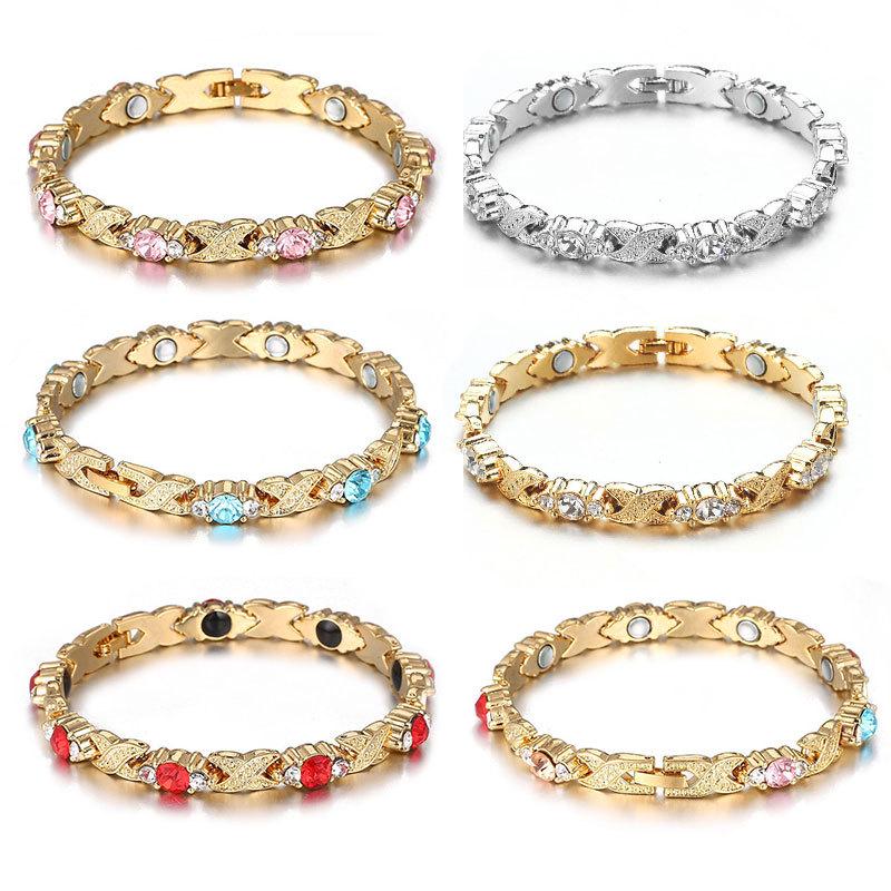 European & American Fashion Magnetic Bracelet with Colored Diamonds - Trendy, Versatile, and Cool Women's Bangle