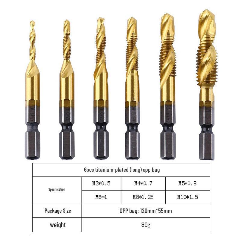 Набор спиральных метчиков из быстрорежущей стали с шестигранным хвостовиком для электродрелей